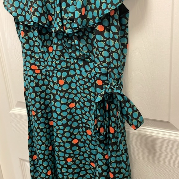 Anthropologie Faux Wrap Dress. Size 0. Teal floral print. - Picture 4 of 6